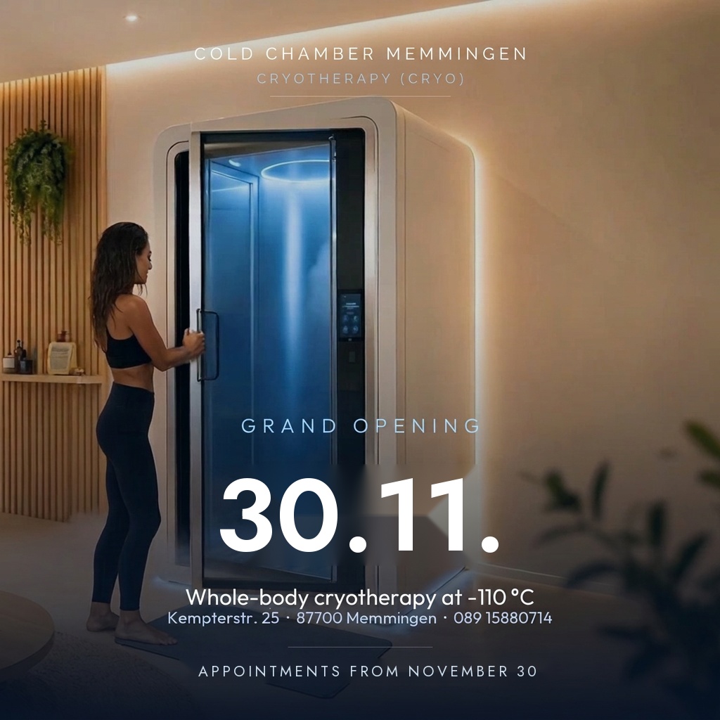 Cold Chamber Memmingen – grand opening on November 30, 2026, whole-body cryotherapy at -110 °C